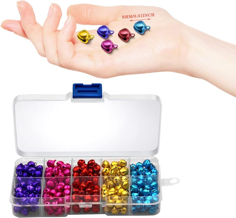 Arbootjin 300 Pcs Jingle Bells,0.3 Inch Craft Bells Colored Christmas Jingle Bells Small Bell DIY Bells with Storage Box for Christmas,Party, Festival Decoration and Home Decoration (5 Colors) - Image 4